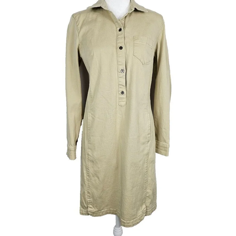 Light Academia Womens 4 Khaki Tan Business Casual Cottagecore Shirt‎ Dress JJill